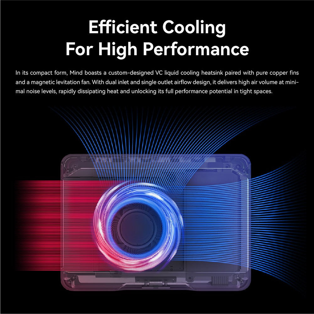 Přenosná pracovní stanice KHADAS Mind Premium Mini PC, Intel Core i7-1360P 12 jader až 5,0 GHz, 32 GB RAM 1 TB SSD, WiFi 6E Bluetooth 5.2, vestavěná baterie 5,55 Wh, 2*USB typu C 1*HDMI 2.0 2*USB 3.2, aplikace Mind - zástrčka EU