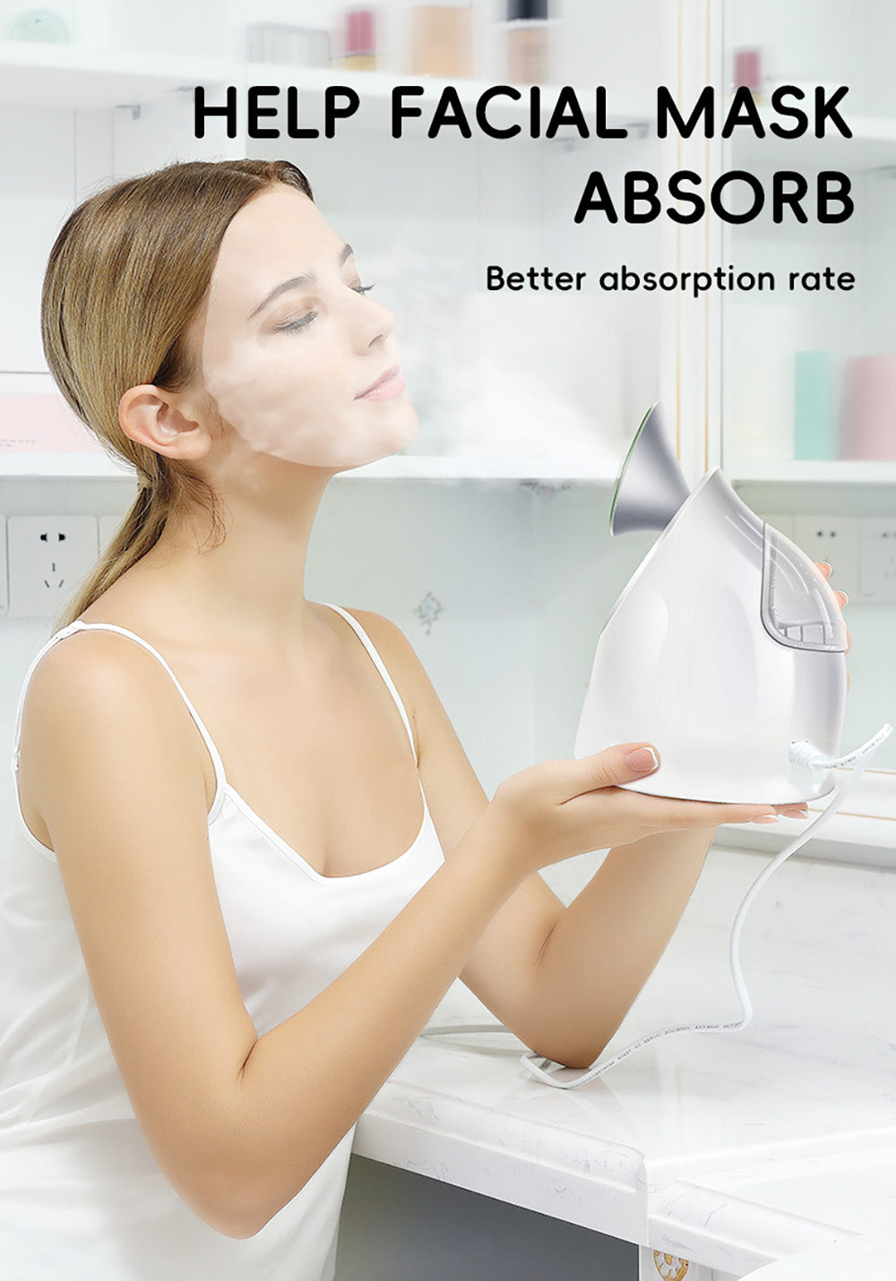 KSKIN KD2331A Horký iontový napařovač na obličej, aromaterapeutický domácí zvlhčovač pleti, teplý a horký sprej, penetrace iontového spreje - zástrčka EU