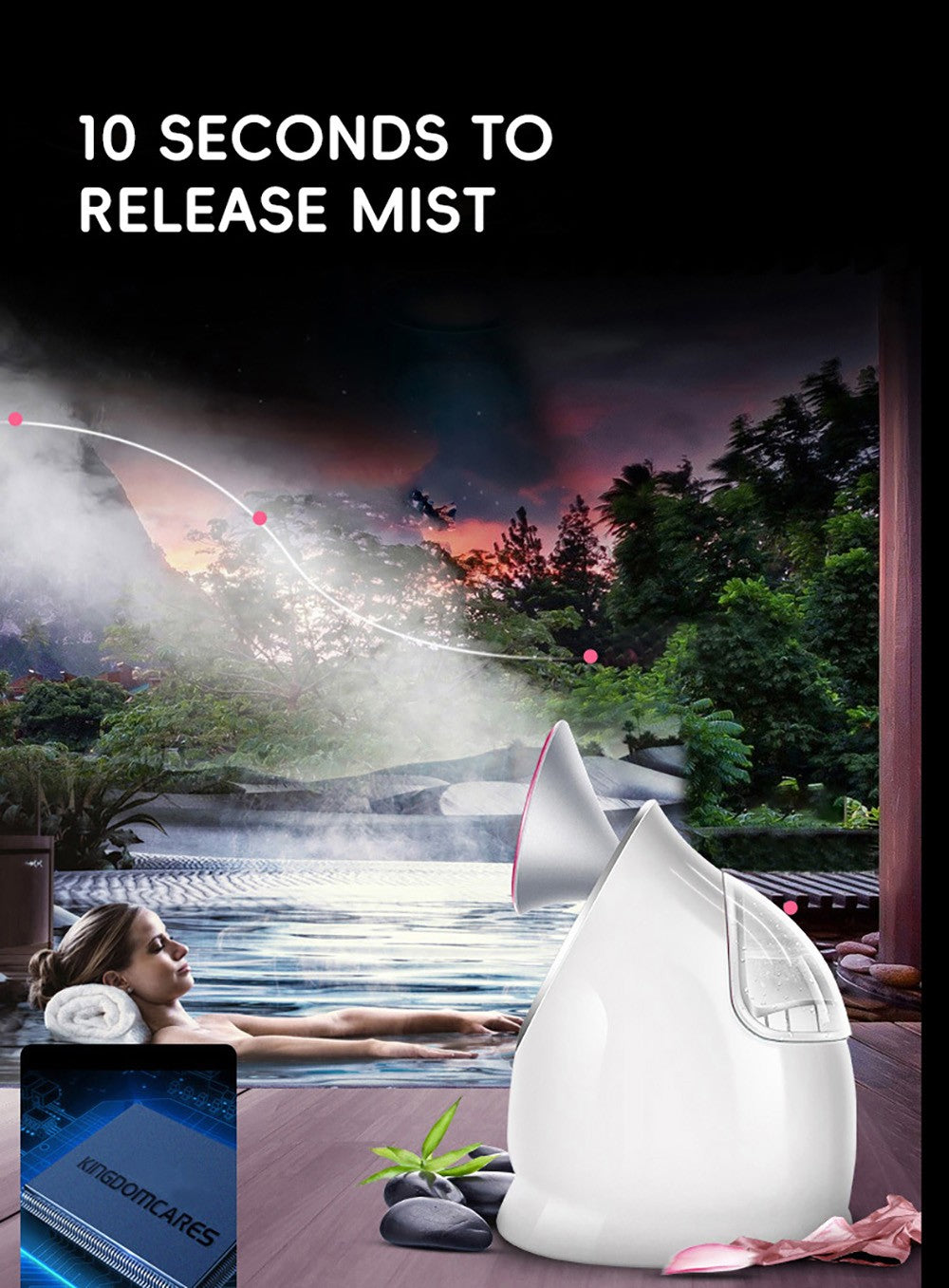 KSKIN KD2331A Horký iontový napařovač na obličej, aromaterapeutický domácí zvlhčovač pleti, teplý a horký sprej, penetrace iontového spreje - zástrčka EU