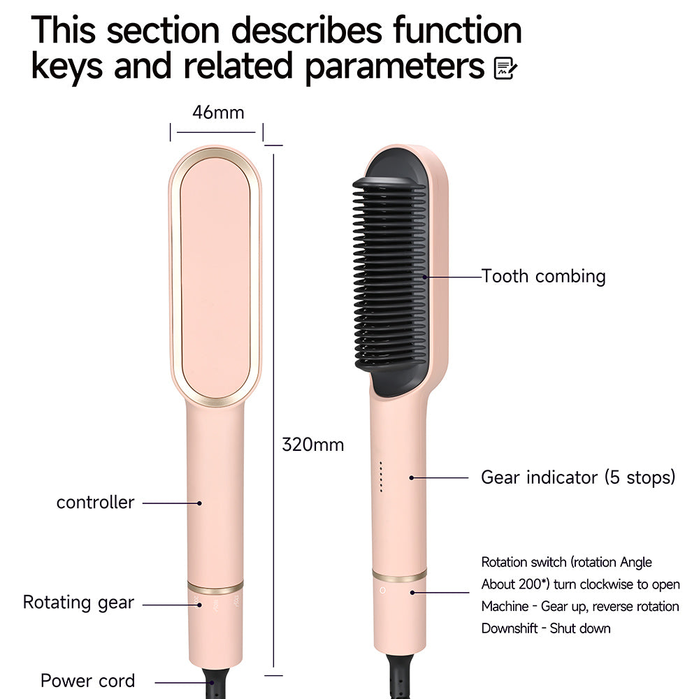 Hřeben na rovnání vlasů KSKIN KD380A, 5stupňová regulace teploty, růžová