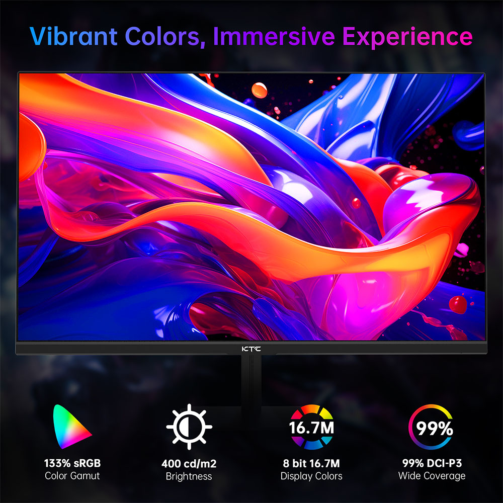 Herní monitor KTC H24F8, 23,8" 1920*1080 16:9 rychlá IPS obrazovka, obnovovací frekvence 180 Hz, doba odezvy 1 ms, kontrastní poměr 1000:1, HDR10, 135 % sRGB, Adaptive-Sync, Dynamic Action Sync, herní asistent, nízká hladina modrého světla a Flicker-free, držák VESA
