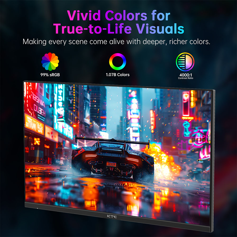 Herní monitor KTC H27E22P, 27palcový FHD FAST VA panel s rozlišením 1920*1080, kontrastní poměr 4000:1, vysoká obnovovací frekvence 280 Hz, doba odezvy 1 ms GTG, FreeSync a G-Sync, HDR10, nízká hladina modrého světla a Flicker-free, 2x HDMI 2.0, 1x DP 1.4, 1x USB 2.0, 1x sluchátka