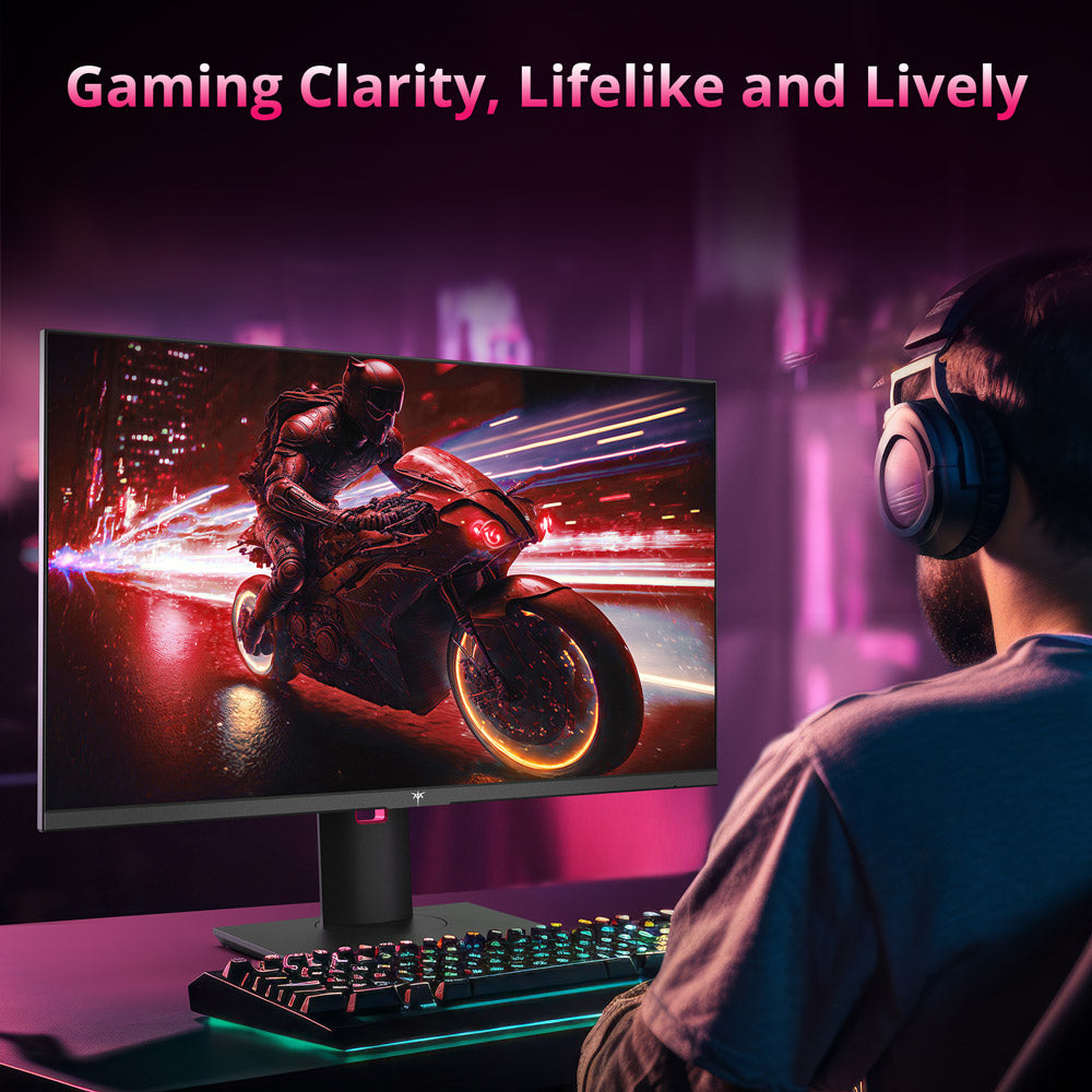 Herní monitor KTC H27P22S 27" s rozlišením 3840x2160 UHD, AUO 7.0, rychlý IPS panel, HDR400, obnovovací frekvence 160 Hz, doba odezvy 1 ms, 132 % sRGB, kompatibilní s FreeSync a G-SYNC, redukce modrého světla, 2x HDMI 2.1, 2x DP 1.4, 1x USB 2.0, nastavitelný stojan a držák VESA