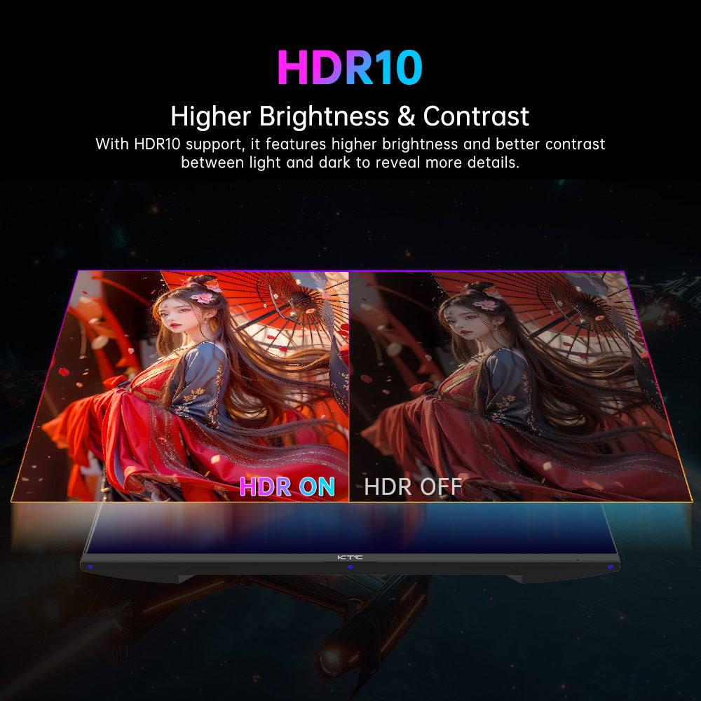 Herní monitor KTC H27T22 27" 2560x1440 QHD 16:9 ELED 180Hz Rychlý IPS panel Obrazovka 1ms GTG Doba odezvy 99% sRGB HDR10 Nízké rozmazání pohybu Kompatibilní s FreeSync G-SYNC USB 2xHDMI 2.0 2xDP 1.4 Audio výstup Horizontální a vertikální otočení Držák VESA