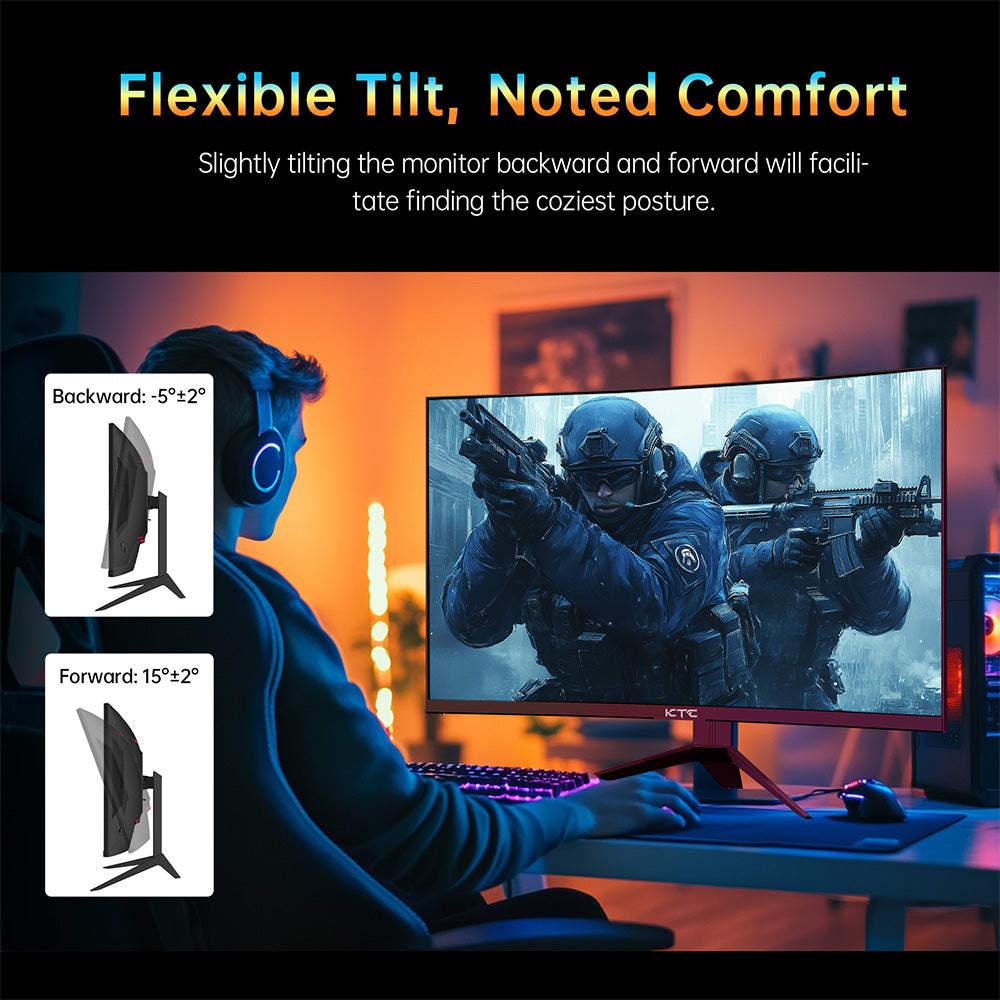 Herní monitor KTC H32S17, 32palcový zakřivený herní monitor s rozlišením 1500R, 2560x1440, QHD, 180 Hz, 16:9 ELED, 99 % sRGB, HDR10, doba odezvy 1 ms MPRT, nízký stupeň modré, kompatibilní s FreeSync a G-SYNC, USB, HDMI 2.0, 2x DP 1.4, audio výstup, flexibilní nastavení, pevný stativ, držák VESA