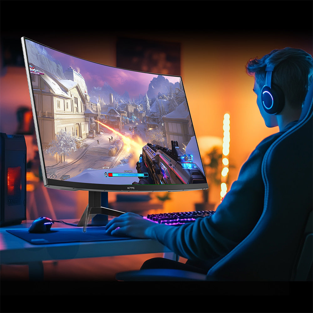 Herní monitor KTC H32S17, 32palcový zakřivený herní monitor s rozlišením 1500R, 2560x1440, QHD, 180 Hz, 16:9 ELED, 99 % sRGB, HDR10, doba odezvy 1 ms MPRT, nízký stupeň modré, kompatibilní s FreeSync a G-SYNC, USB, HDMI 2.0, 2x DP 1.4, audio výstup, flexibilní nastavení, pevný stativ, držák VESA
