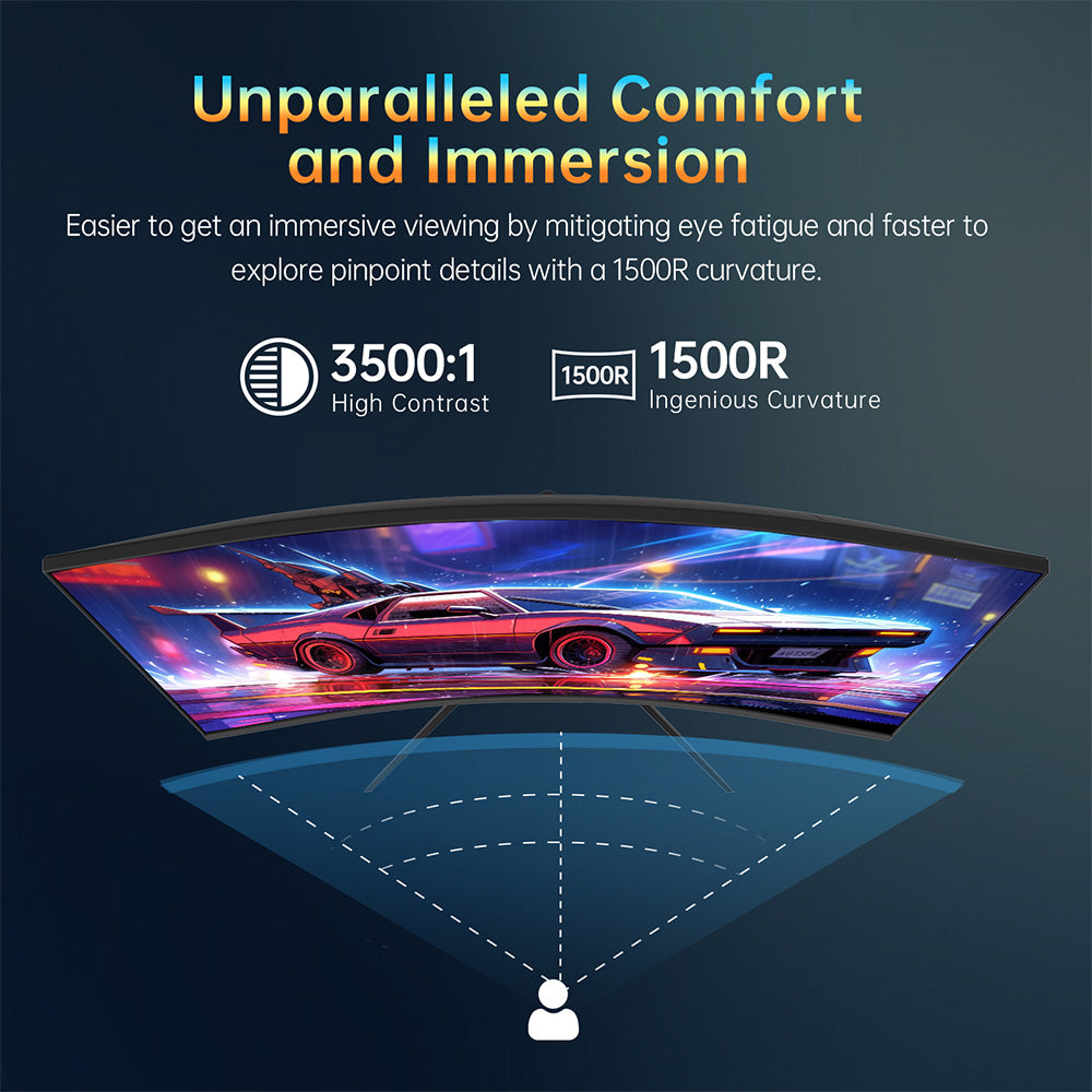 Herní monitor KTC H32S17, 32palcový zakřivený herní monitor s rozlišením 1500R, 2560x1440, QHD, 180 Hz, 16:9 ELED, 99 % sRGB, HDR10, doba odezvy 1 ms MPRT, nízký stupeň modré, kompatibilní s FreeSync a G-SYNC, USB, HDMI 2.0, 2x DP 1.4, audio výstup, flexibilní nastavení, pevný stativ, držák VESA