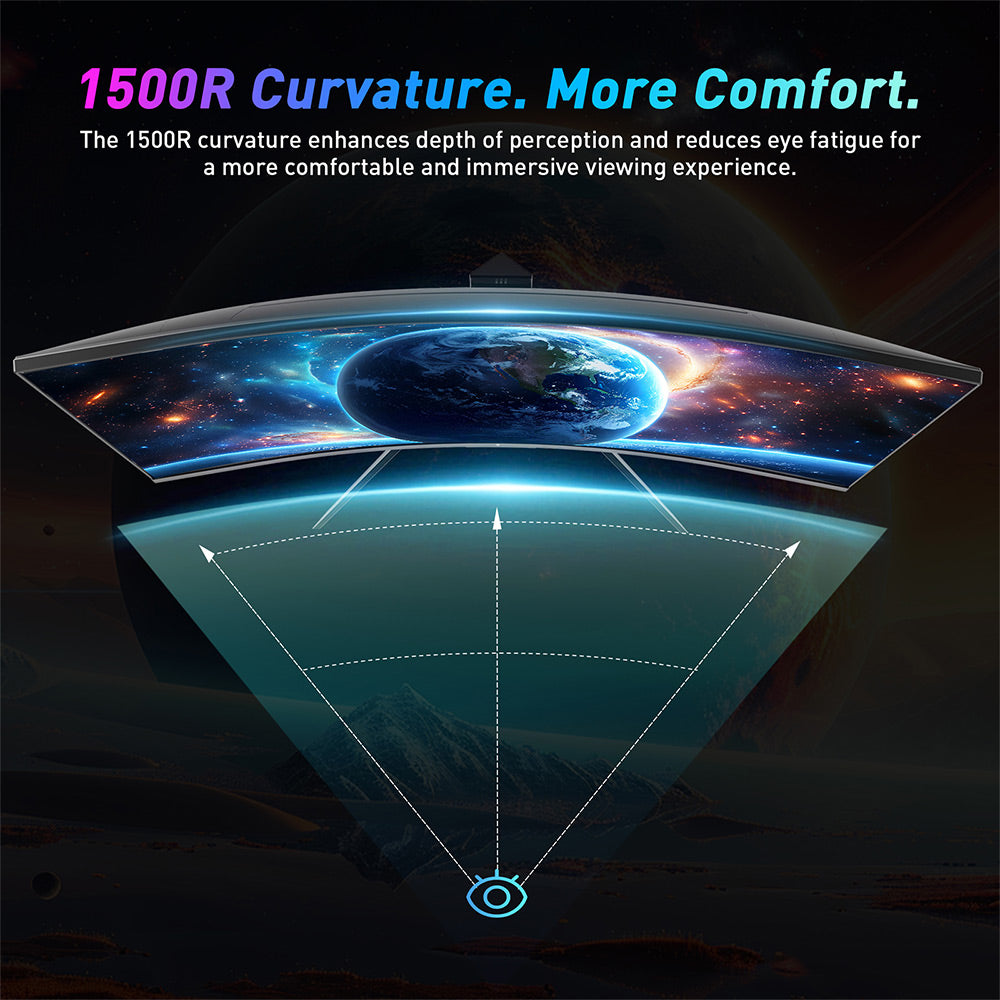 Herní monitor KTC H32S17F s úhlopříčkou 32", zakřivený, 1920*1080, HVA panel, obnovovací frekvence 240 Hz, 125 % sRGB, kontrastní poměr 3500:1, adaptivní synchronizace, HDR10, doba odezvy 3 ms, 2x HDMI 2.0, 1x DP 1.4, 1x USB 2.0, 1x audio, držák VESA, nastavitelný náklon, redukce modrého světla