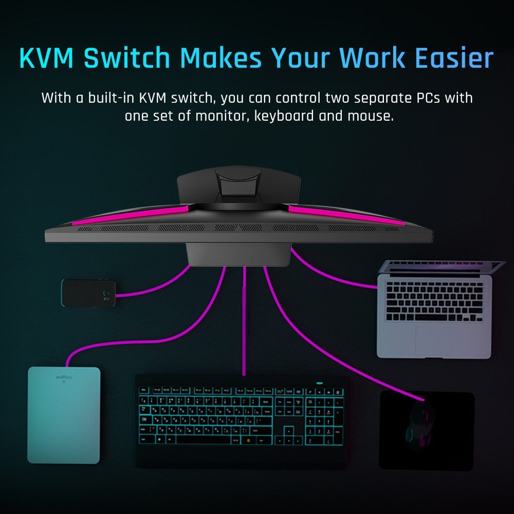 Herní monitor KTC M27P20 Pro s úhlopříčkou 27 palců, mini LED, rozlišení 3840x2160 UHD 160Hz, 4K AUO, rychlý IPS panel, doba odezvy 1 ms MPRT, technologie Quantum Dot HDR 1000, FreeSync a G-Sync, vestavěné reproduktory, USB 3.0 Upstream, 2x HDMI 2.1 DP 1.4, 90W Type-C Audio, KVM, montáž na stěnu, VESA