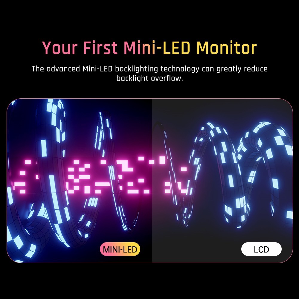 Herní monitor KTC M27T20 27 palců, mini LED, 2560x1440, 2K QHD, 165 Hz, HVA, doba odezvy 1 ms MPRT, technologie Quantum Dot, HDR 1000, kompatibilní s FreeSync G-Sync, vestavěné reproduktory, okolní osvětlení, USB 3.0, upstream, 2x HDMI 2.0, DP 1.4, 90 W, audio typu C, nástěnný držák na KVM