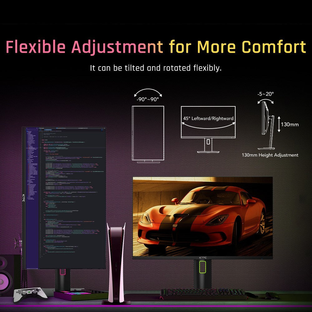 Herní monitor KTC M27T20 27 palců, mini LED, 2560x1440, 2K QHD, 165 Hz, HVA, doba odezvy 1 ms MPRT, technologie Quantum Dot, HDR 1000, kompatibilní s FreeSync G-Sync, vestavěné reproduktory, okolní osvětlení, USB 3.0, upstream, 2x HDMI 2.0, DP 1.4, 90 W, audio typu C, nástěnný držák na KVM