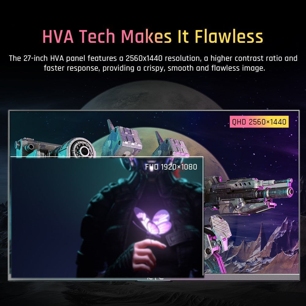 Herní monitor KTC M27T20 27 palců, mini LED, 2560x1440, 2K QHD, 165 Hz, HVA, doba odezvy 1 ms MPRT, technologie Quantum Dot, HDR 1000, kompatibilní s FreeSync G-Sync, vestavěné reproduktory, okolní osvětlení, USB 3.0, upstream, 2x HDMI 2.0, DP 1.4, 90 W, audio typu C, nástěnný držák na KVM