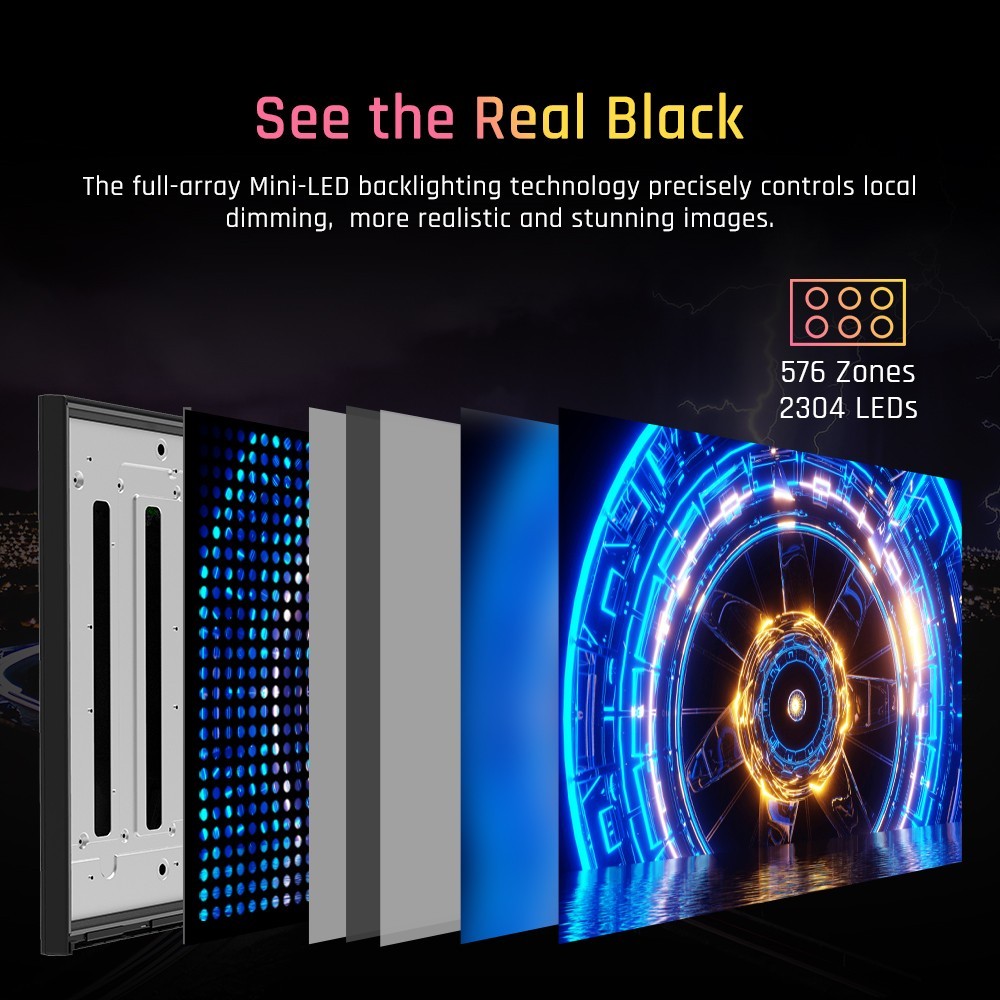 Herní monitor KTC M27T20 27 palců, mini LED, 2560x1440, 2K QHD, 165 Hz, HVA, doba odezvy 1 ms MPRT, technologie Quantum Dot, HDR 1000, kompatibilní s FreeSync G-Sync, vestavěné reproduktory, okolní osvětlení, USB 3.0, upstream, 2x HDMI 2.0, DP 1.4, 90 W, audio typu C, nástěnný držák na KVM