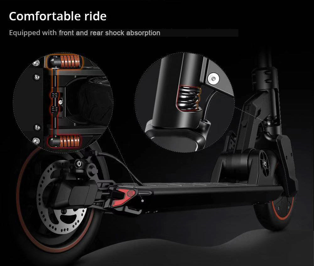 Elektrická koloběžka KUGOO M2 Pro, motor 350 W, baterie 36 V 10 Ah, pneumatiky 8,5 palce, maximální rychlost 30 km/h, dojezd 45 km, mechanická kotoučová brzda, dvojité odpružení, LCD displej