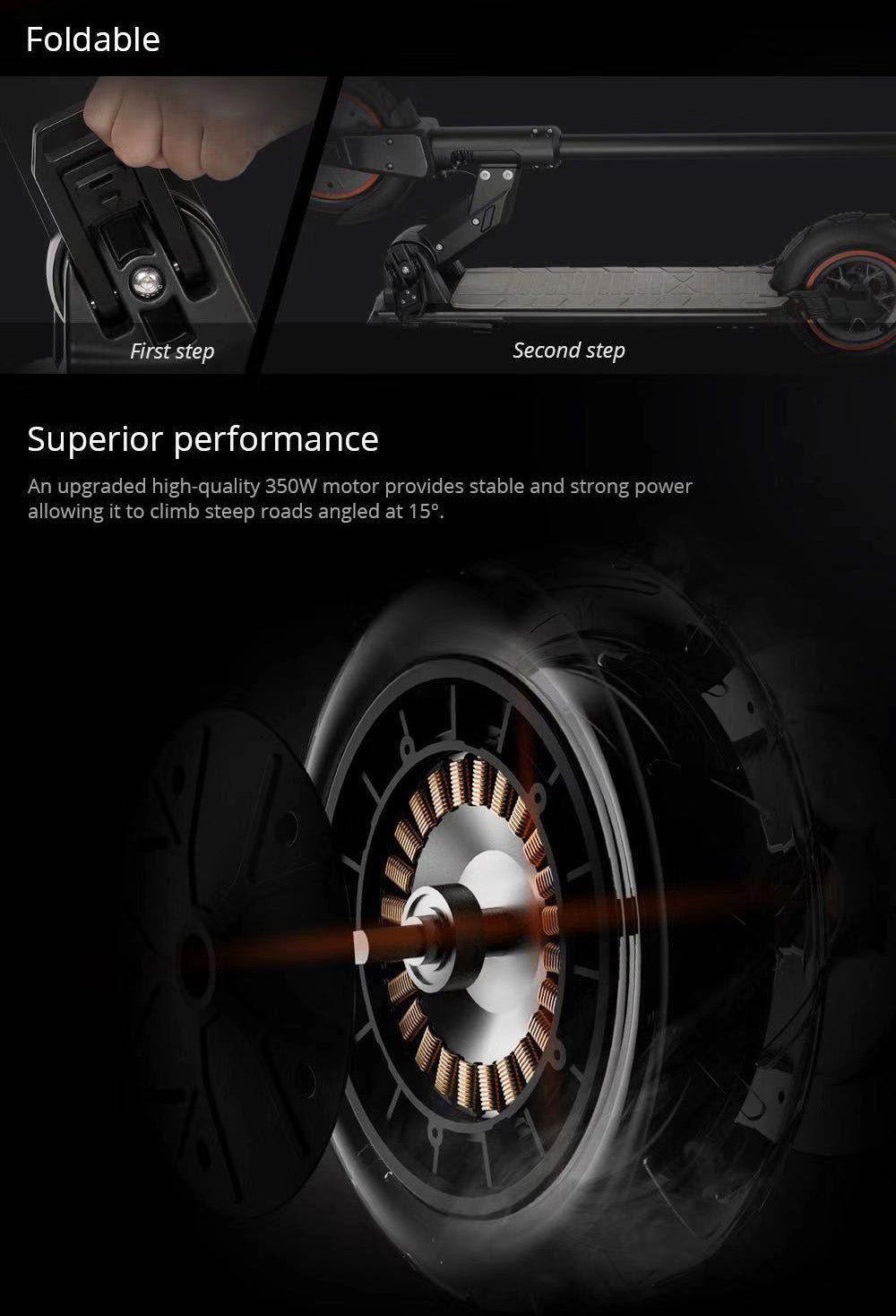 Elektrická koloběžka KUGOO M2 Pro, motor 350 W, baterie 36 V 10 Ah, pneumatiky 8,5 palce, maximální rychlost 30 km/h, dojezd 45 km, mechanická kotoučová brzda, dvojité odpružení, LCD displej