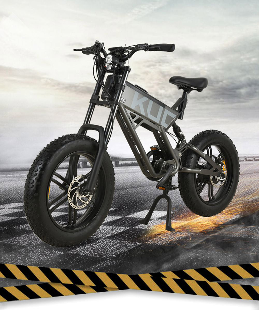 Elektrické kolo KUGOO T01 48V 500W Motor 13Ah Baterie 20X4,0 palce Hydraulické brzdy Dojezd 50-65KM Nosnost 150KG - Černá