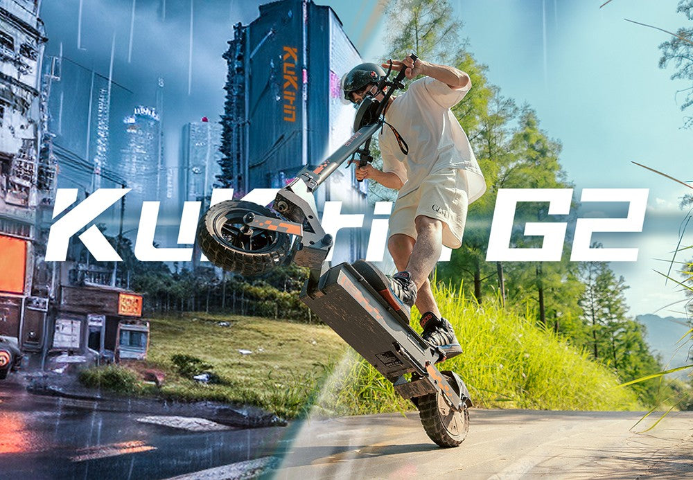 Skládací elektrická koloběžka Kukirin G2, motor 800 W, baterie 48 V 15 Ah, 10palcové pneumatiky, maximální rychlost 45 km/h, dojezd 55 km, dotykový displej, přední a zadní kotoučové brzdy