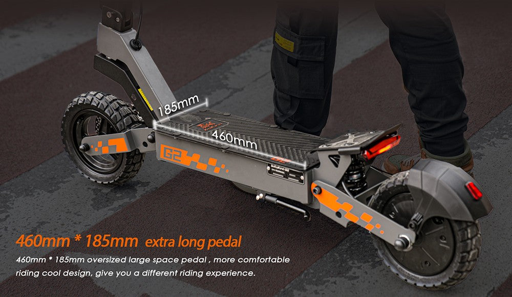 Skládací elektrická koloběžka Kukirin G2, motor 800 W, baterie 48 V 15 Ah, 10palcové pneumatiky, maximální rychlost 45 km/h, dojezd 55 km, dotykový displej, přední a zadní kotoučové brzdy