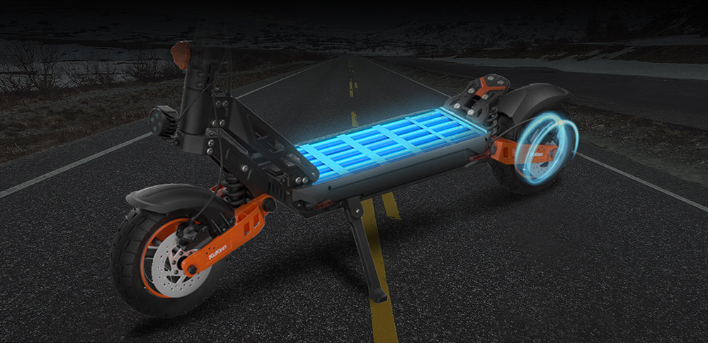 Elektrická koloběžka KuKirin G2 Max, 10palcové terénní pneumatiky, motor 1000 W, maximální rychlost 55 km/h, baterie 48 V 20 Ah, dojezd 80 km, maximální zatížení 120 kg, odnímatelné sedadlo, nastavitelná výška