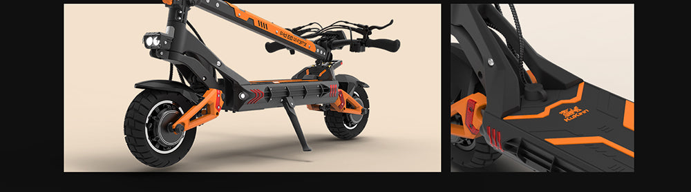 KuKirin G3 Pro 2024 verze 1200W*2 motor terénní elektrická koloběžka 10palcové pneumatiky 52V 23,2Ah vyměnitelná baterie dojezd 80 km maximální rychlost 65 km/h dvojitý hydraulický tlumič nárazů vodotěsnost IP54 dvojitá hydraulická brzda