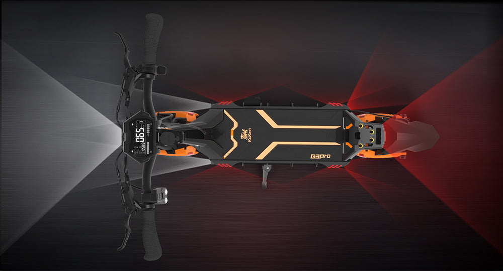 KuKirin G3 Pro 2024 verze 1200W*2 motor terénní elektrická koloběžka 10palcové pneumatiky 52V 23,2Ah vyměnitelná baterie dojezd 80 km maximální rychlost 65 km/h dvojitý hydraulický tlumič nárazů vodotěsnost IP54 dvojitá hydraulická brzda