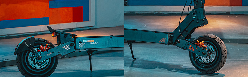 Terénní elektrická koloběžka KuKirin G4 s motorem 2000 W, baterií 60 V 20 Ah, dojezdem 75 km, maximální rychlostí 70 km/h, 11palcovými vakuovými pneumatikami, směrovými světly - černá