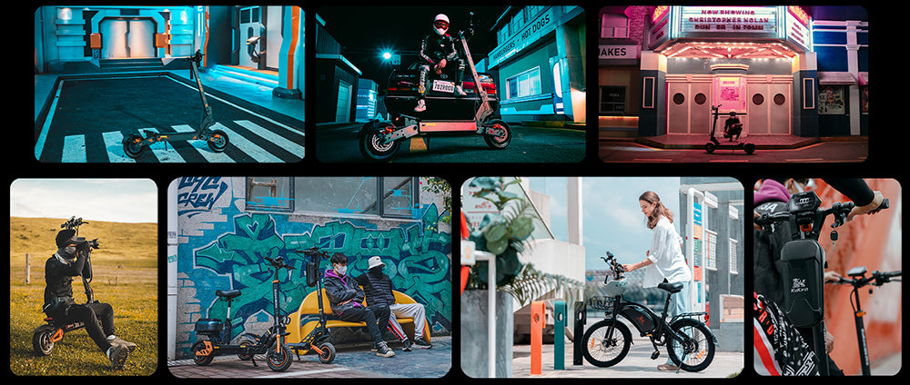 Terénní elektrická koloběžka KuKirin G4 s motorem 2000 W, baterií 60 V 20 Ah, dojezdem 75 km, maximální rychlostí 70 km/h, 11palcovými vakuovými pneumatikami, směrovými světly - černá