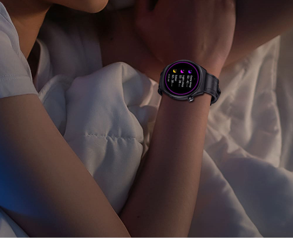 Chytré hodinky KUMI GW6, 1,43palcový AMOLED HD displej, funkce AI Voice, monitorování srdečního tepu během spánku, volání přes Bluetooth - černé