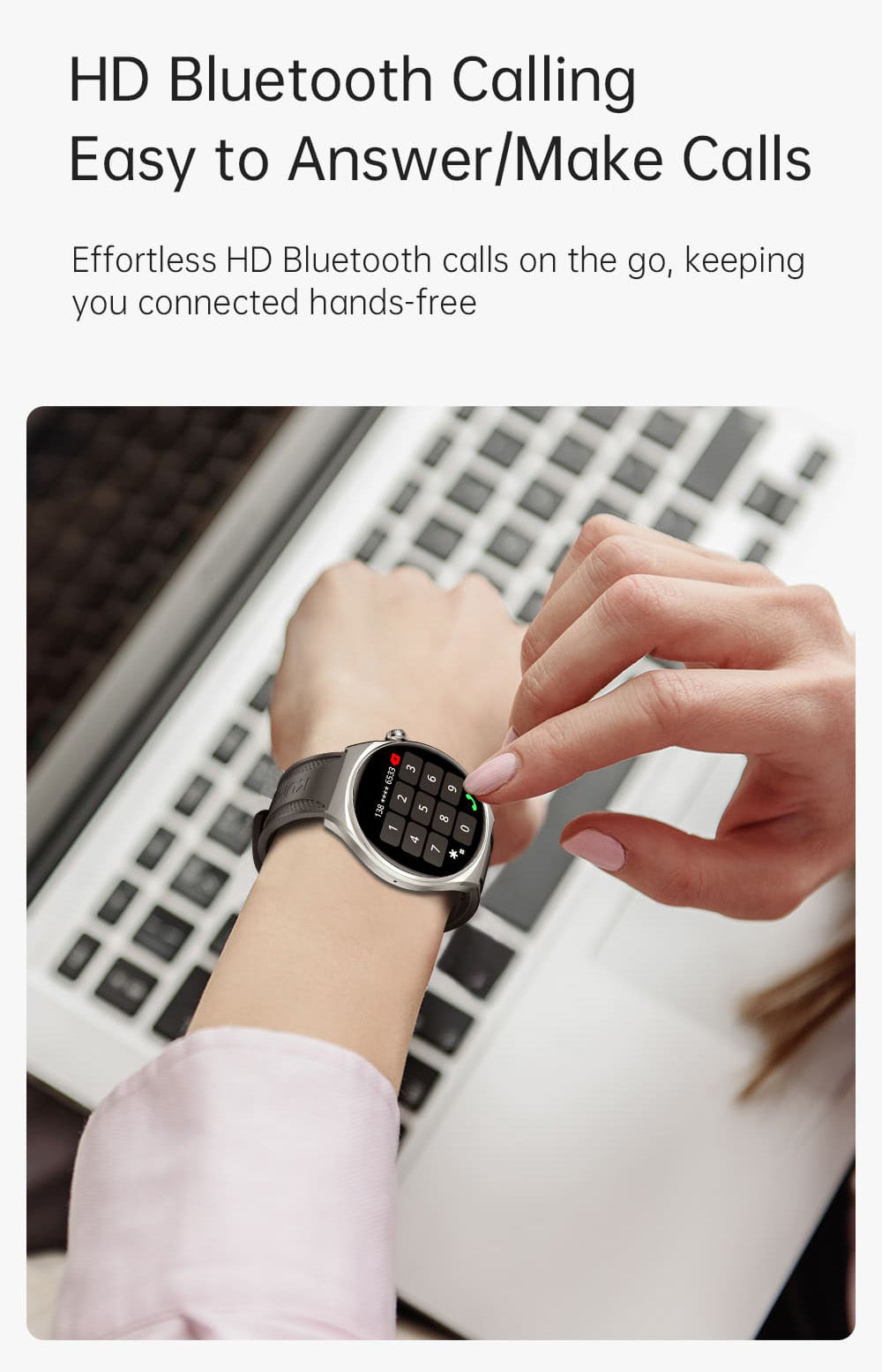 Chytré hodinky KUMI GW6, 1,43palcový AMOLED HD displej, funkce AI Voice, monitorování srdečního tepu během spánku, volání přes Bluetooth - černé