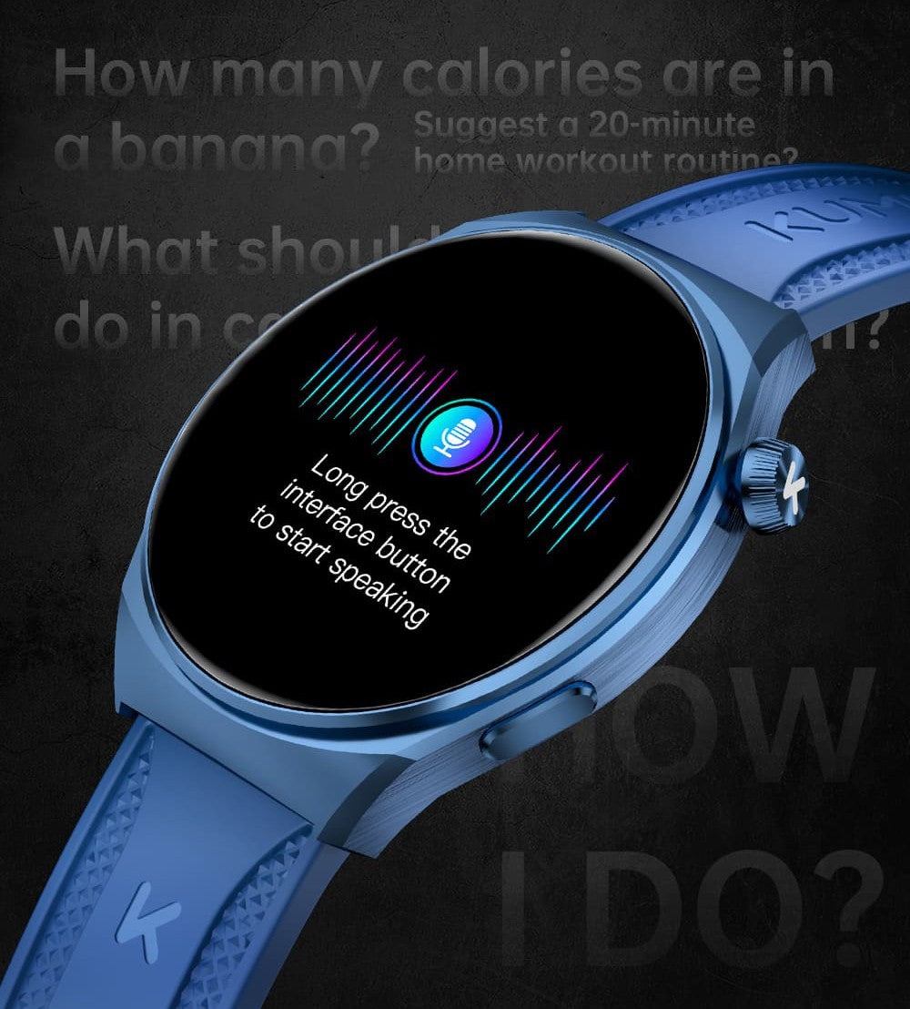 Chytré hodinky KUMI GW6, 1,43palcový AMOLED HD displej, funkce AI Voice, monitorování srdečního tepu během spánku, volání přes Bluetooth - černé