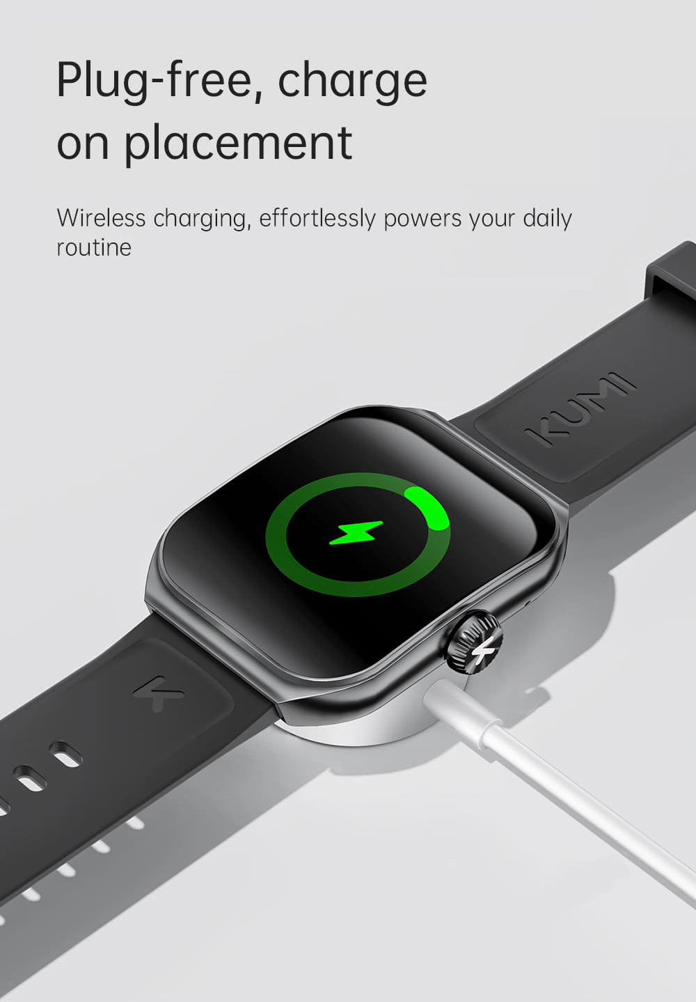 Chytré hodinky KUMI KU7, 1,96" AMOLED displej, Bluetooth volání, monitorování zdraví, informace o akciovém trhu, 100 sportovních režimů - černé