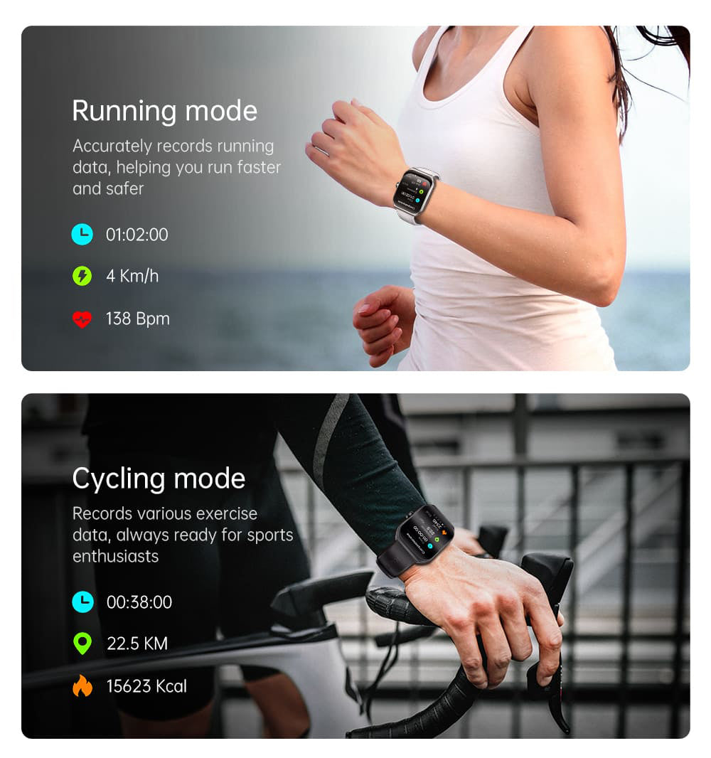 Chytré hodinky KUMI KU7, 1,96" AMOLED displej, Bluetooth volání, monitorování zdraví, informace o akciovém trhu, 100 sportovních režimů - černé