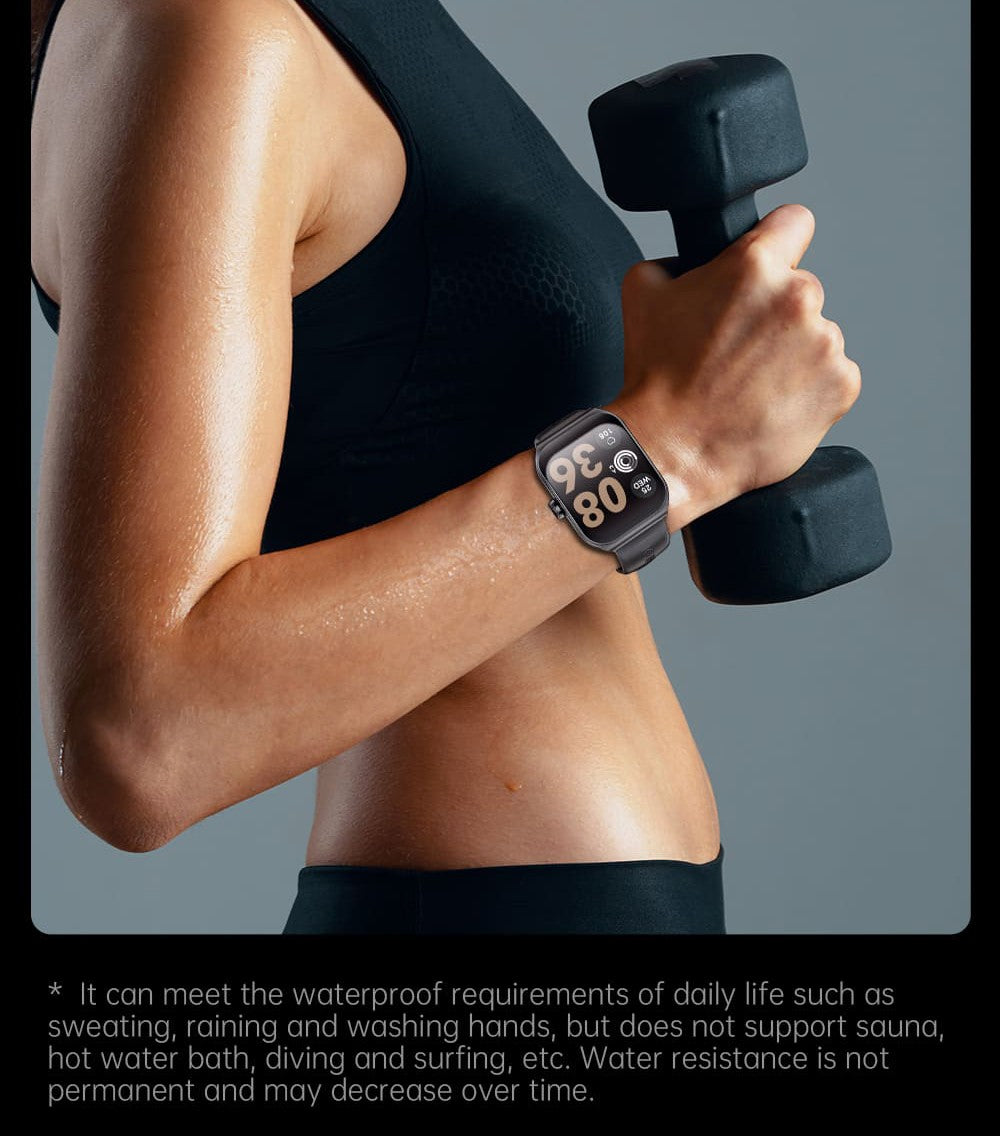 Chytré hodinky KUMI KU7, 1,96" AMOLED displej, Bluetooth volání, monitorování zdraví, informace o akciovém trhu, 100 sportovních režimů - černé