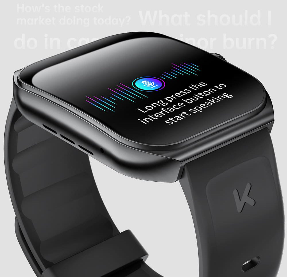 Chytré hodinky KUMI KU7, 1,96" AMOLED displej, Bluetooth volání, monitorování zdraví, informace o akciovém trhu, 100 sportovních režimů - černé