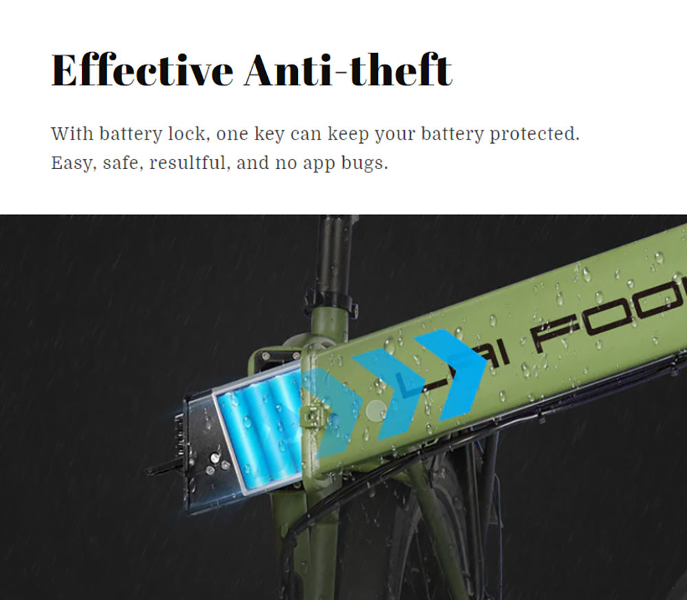 Elektrokolo LAIFOOK Cityfun, bezkartáčový motor 250 W, baterie 48 V 10,4 Ah, tlusté pneumatiky 20 x 4,0 palce, maximální rychlost 25 km/h, dojezd 70 km, hydraulické přední odpružení, mechanická kotoučová brzda, Shimano 7 rychlostí, LCD displej - černé