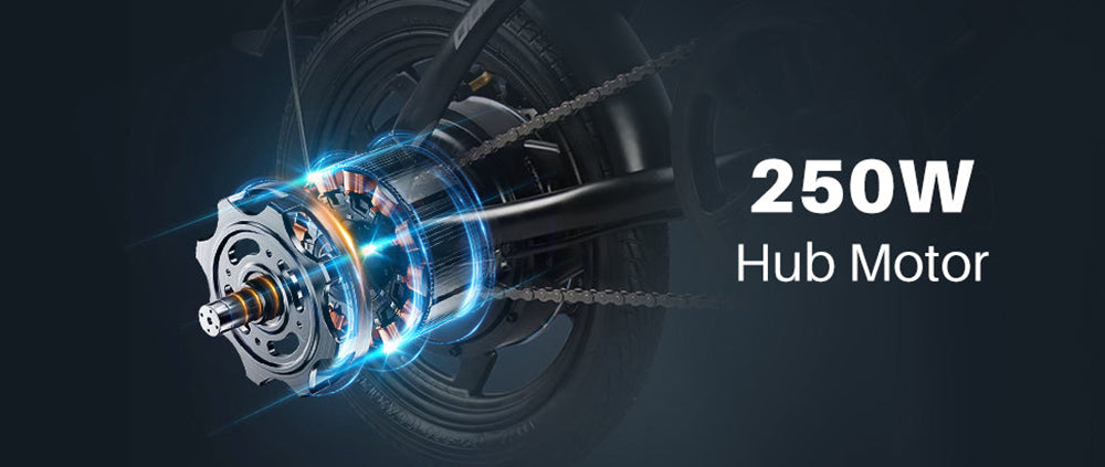 Skládací elektrické kolo LAIFOOK Dolphin, motor 250 W, baterie 36 V 7,8 Ah, pneumatiky 14 palců, maximální rychlost 25 km/h, dojezd 40 km, kotoučové brzdy, LCD displej - bílé