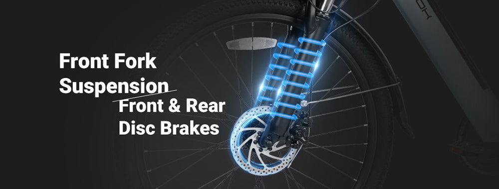 Elektrokolo LAIFOOK Seeker, motor 250 W, baterie 36 V 9 Ah, pneumatiky 26 palců, maximální rychlost 25 km/h, dojezd 60 km, odpružená přední vidlice, kotoučové brzdy, SHIMANO 7 rychlostí, LCD displej - černé