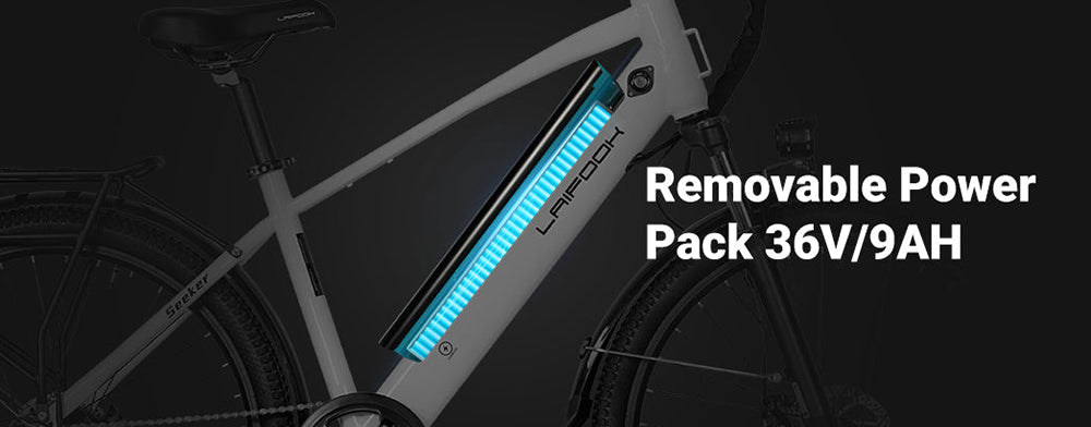 Elektrokolo LAIFOOK Seeker, motor 250 W, baterie 36 V 9 Ah, pneumatiky 26 palců, maximální rychlost 25 km/h, dojezd 60 km, odpružená přední vidlice, kotoučové brzdy, SHIMANO 7 rychlostí, LCD displej - černé