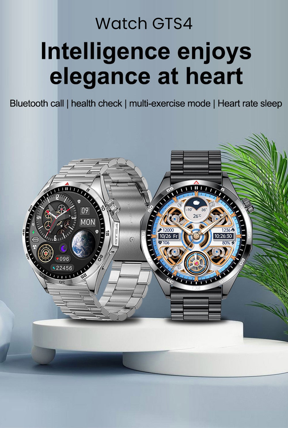 Chytré hodinky LEMFO GTS4, 1,5palcový displej, volání přes Bluetooth, připomenutí zpráv, monitorování zdraví, vodotěsnost IP67 - černé, silikonový řemínek