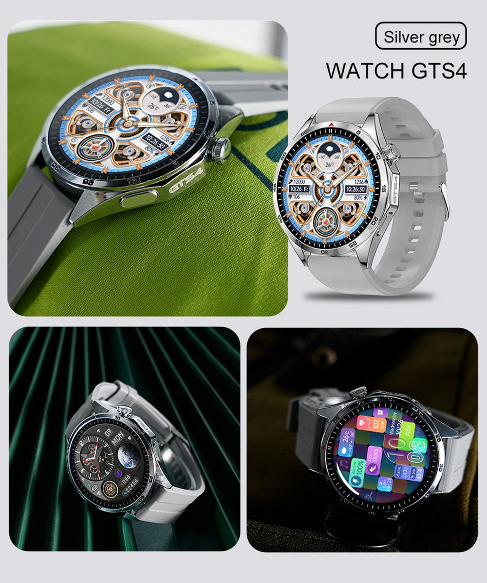 Chytré hodinky LEMFO GTS4, 1,5palcový displej, volání přes Bluetooth, připomenutí zpráv, monitorování zdraví, vodotěsnost IP67 - černé, silikonový řemínek