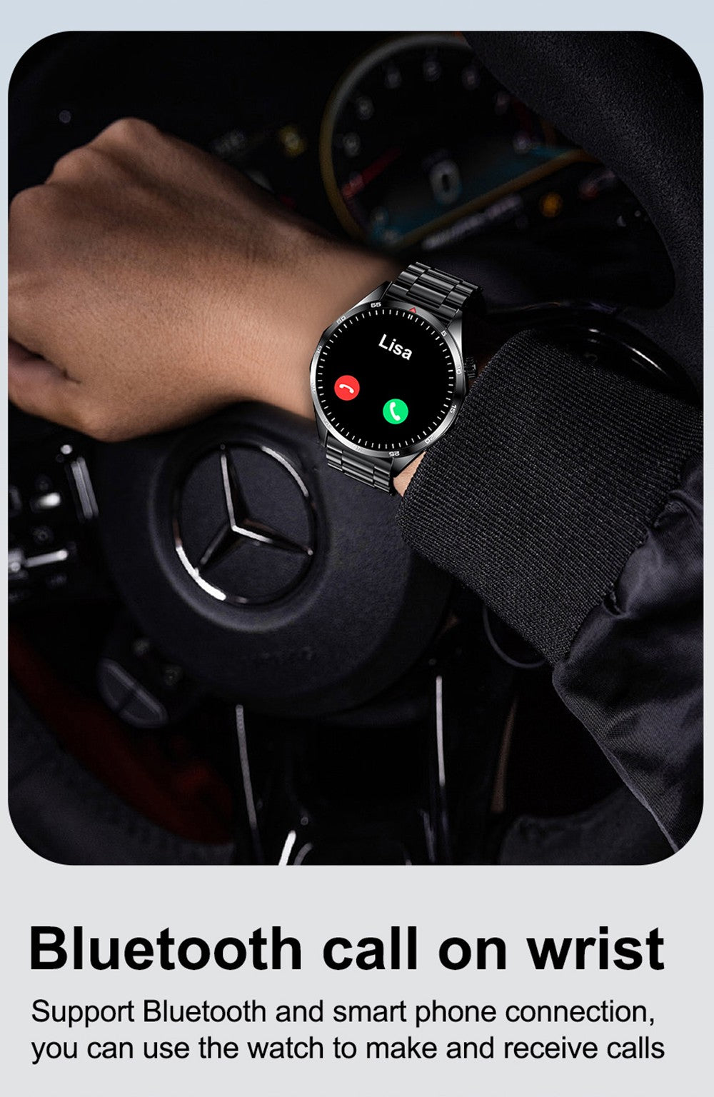 Chytré hodinky LEMFO GTS4, 1,5palcový displej, volání přes Bluetooth, připomenutí zpráv, monitorování zdraví, vodotěsnost IP67 - černé, silikonový řemínek