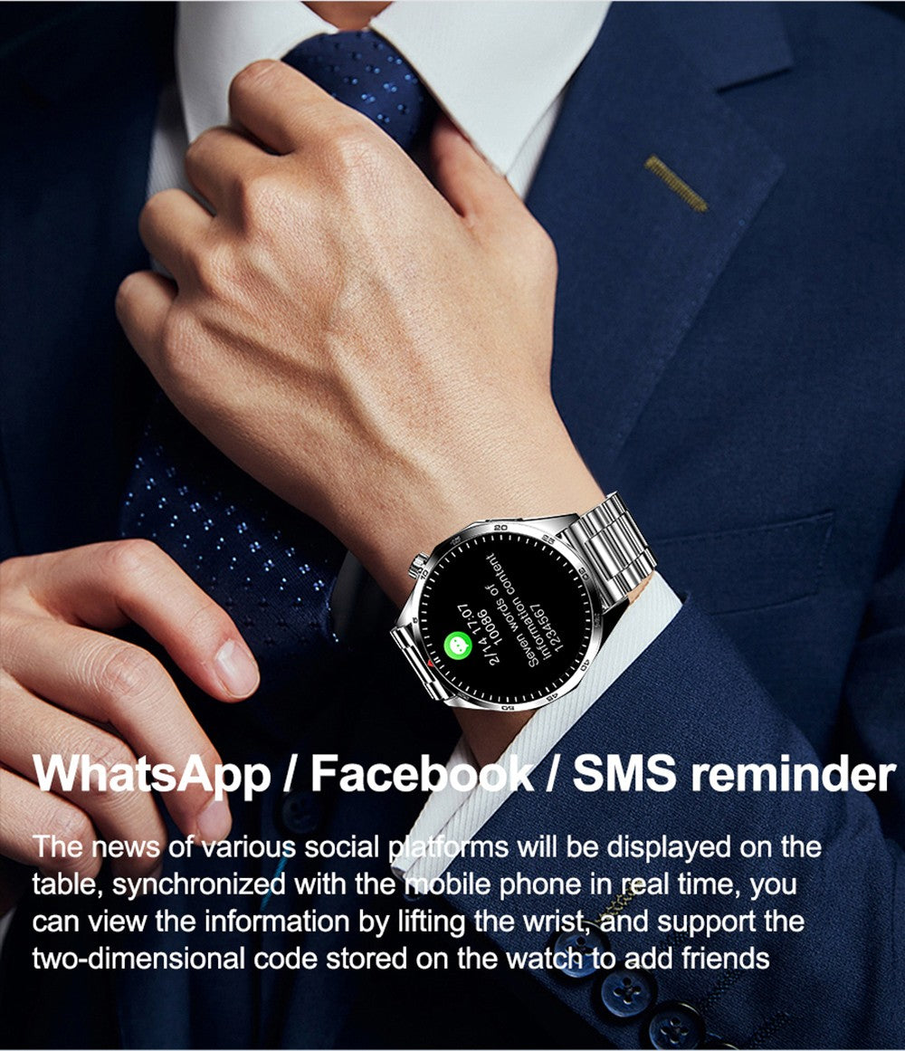 Chytré hodinky LEMFO GTS4, 1,5palcový displej, volání přes Bluetooth, připomenutí zpráv, monitorování zdraví, vodotěsnost IP67 - černé, silikonový řemínek