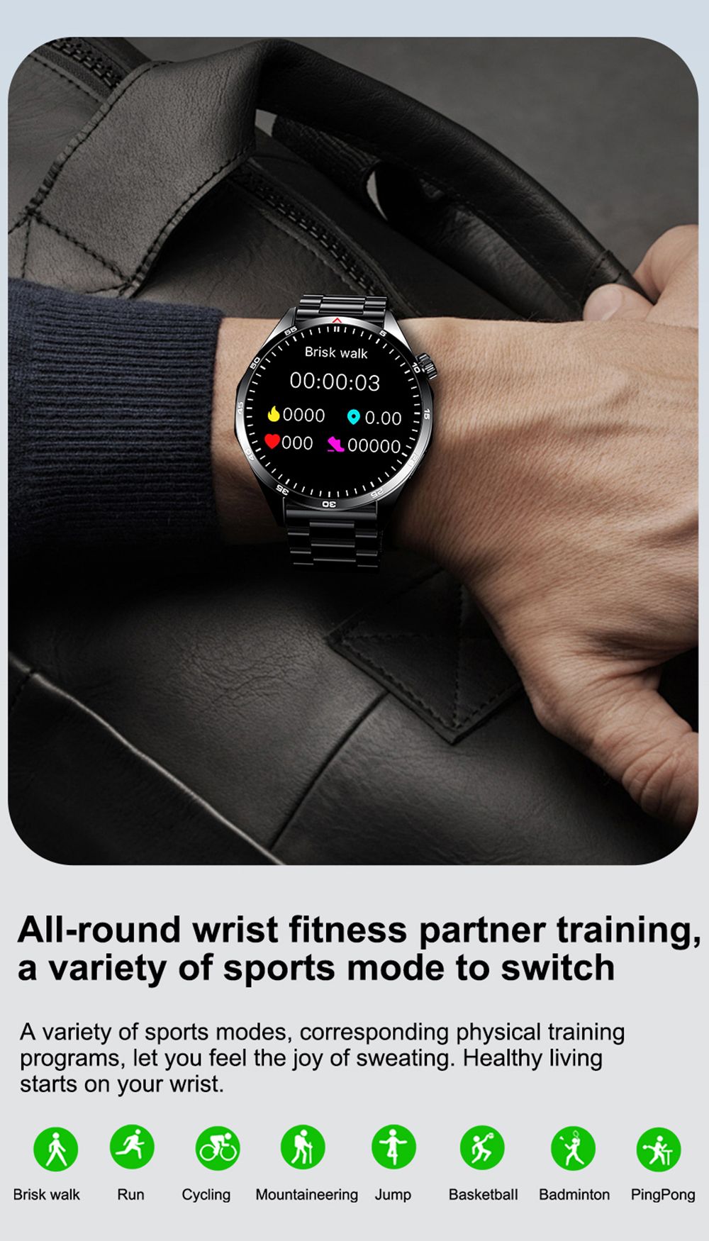 Chytré hodinky LEMFO GTS4, 1,5palcový displej, volání přes Bluetooth, připomenutí zpráv, monitorování zdraví, vodotěsnost IP67 - černé, silikonový řemínek