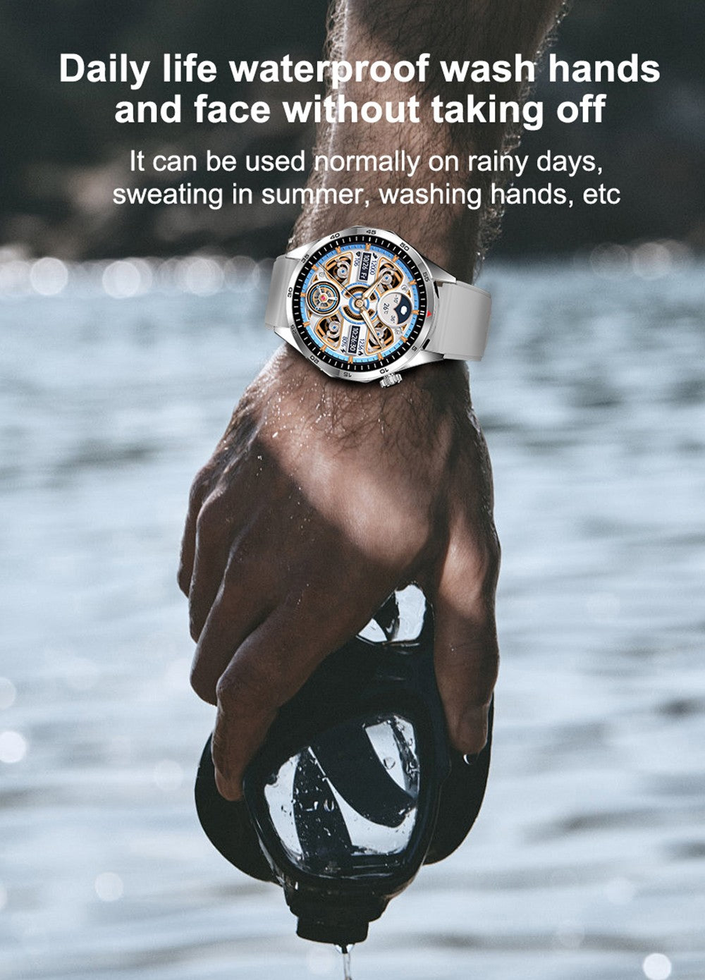 Chytré hodinky LEMFO GTS4, 1,5palcový displej, volání přes Bluetooth, připomenutí zpráv, monitorování zdraví, vodotěsnost IP67 - černé, silikonový řemínek