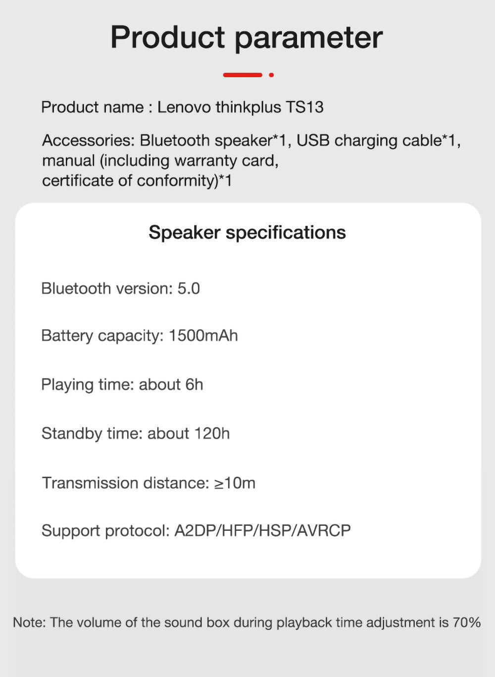 Stolní reproduktor Lenovo TS13, budík, bezdrátový Bluetooth stereo reproduktor, baterie 1500 mAh, zrcadlo, digitální displej - bílý