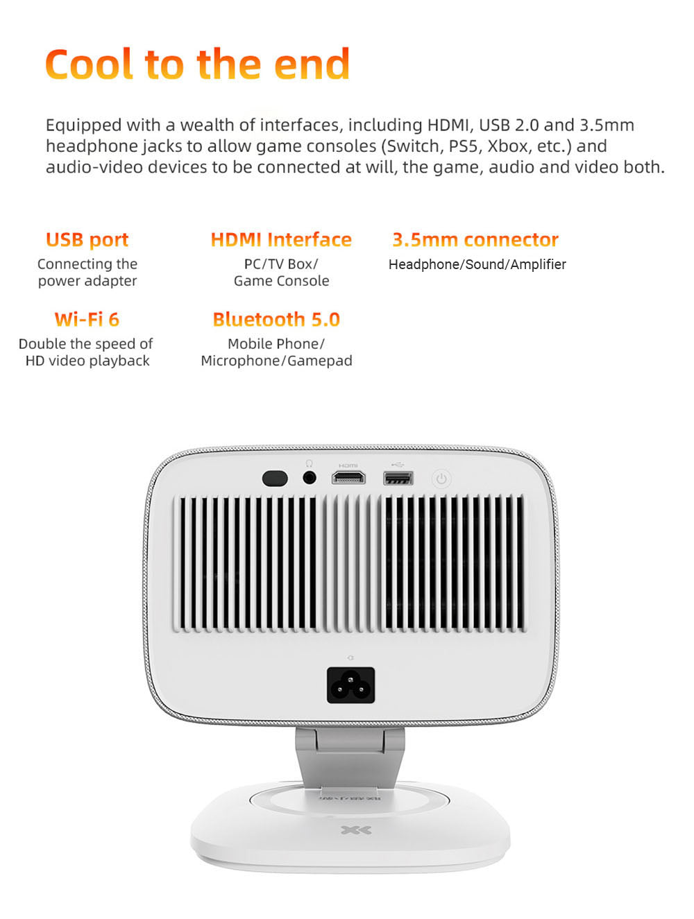 Lenovo Xiaoxin 100P Chytrý projektor, 850 ANSI, 1080P, HDR10, WiFi 6, 2x5W reproduktor, automatická korekce lichoběžníkového zkreslení