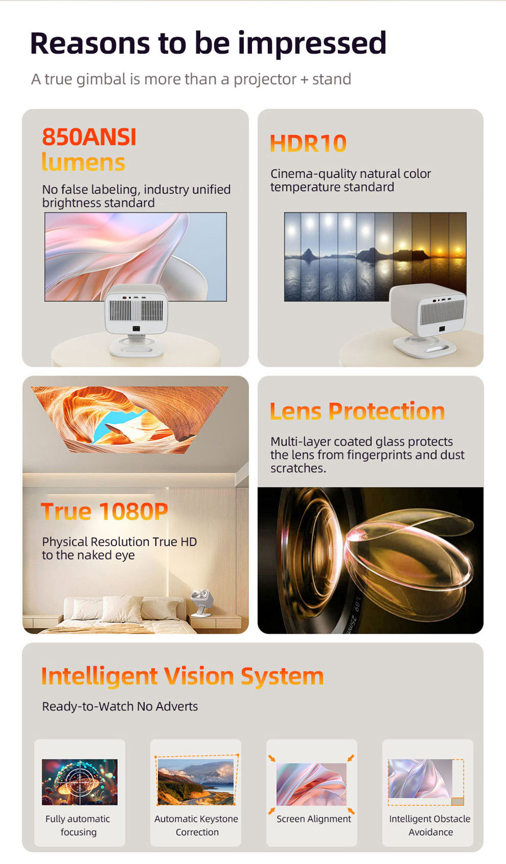 Lenovo Xiaoxin 100P Chytrý projektor, 850 ANSI, 1080P, HDR10, WiFi 6, 2x5W reproduktor, automatická korekce lichoběžníkového zkreslení