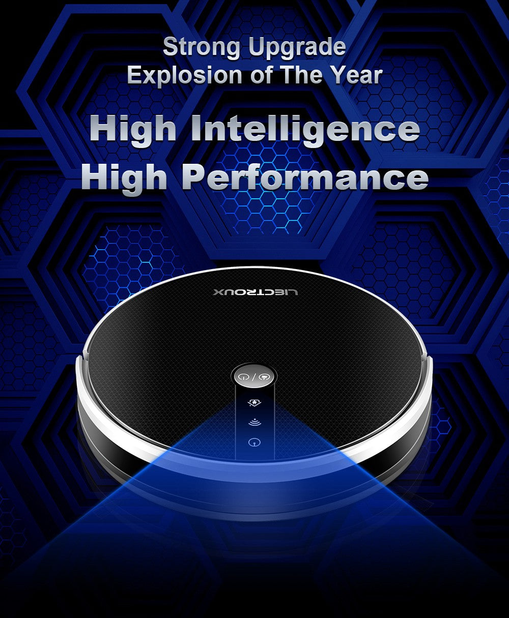 Robotický vysavač LIECTROUX C30B 6000Pa Sání s AI mapovou navigací 2500mAh baterie Inteligentní oddíl Elektrická nádrž na vodu Ovládání APP - Černá