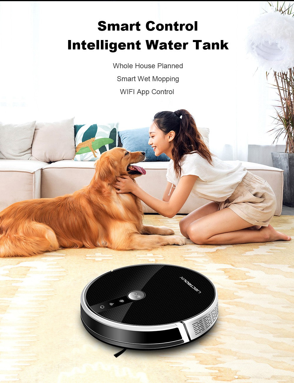 Robotický vysavač LIECTROUX C30B 6000Pa Sání s AI mapovou navigací 2500mAh baterie Inteligentní oddíl Elektrická nádrž na vodu Ovládání APP - Černá