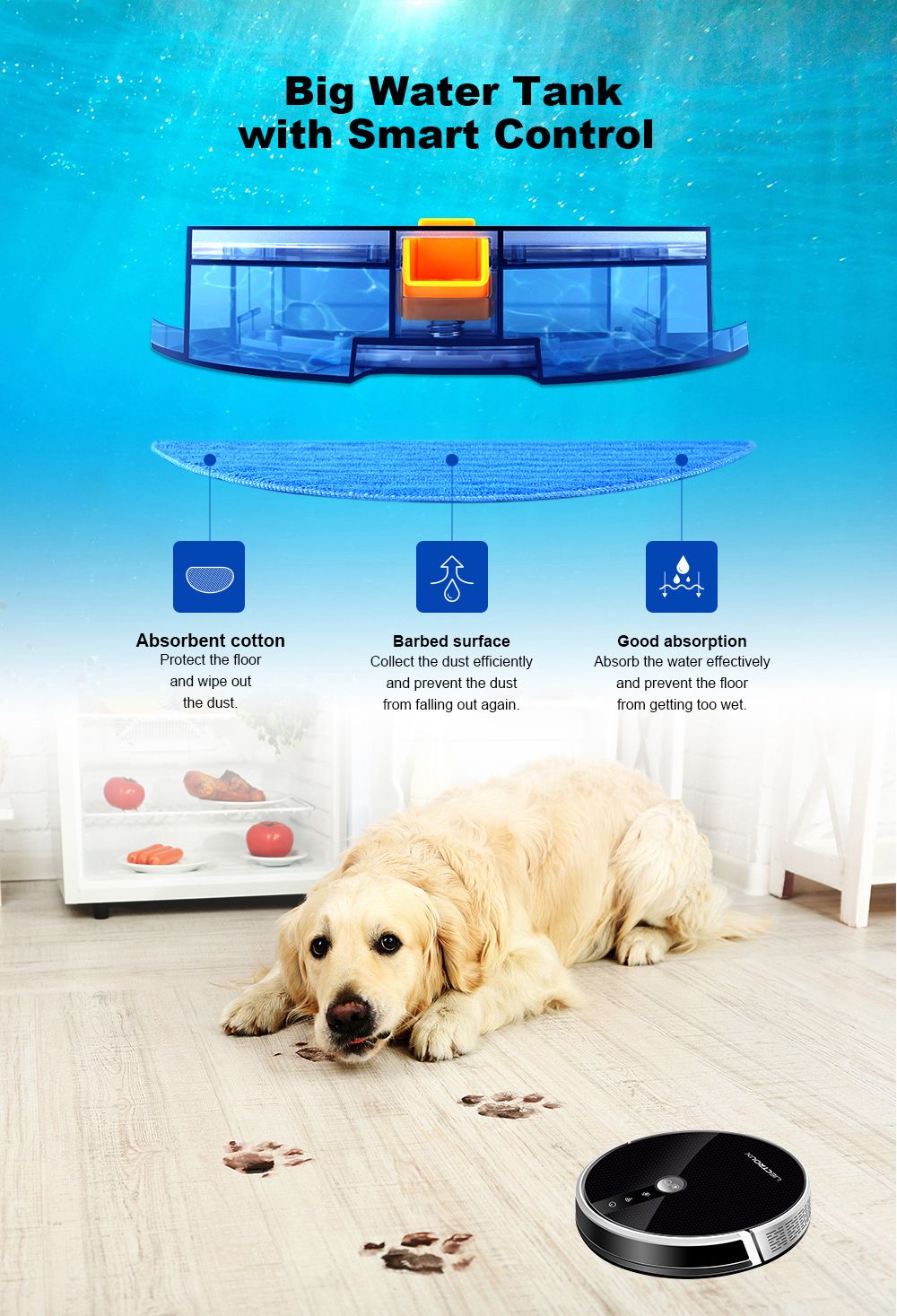 Robotický vysavač LIECTROUX C30B 6000Pa Sání s AI mapovou navigací 2500mAh baterie Inteligentní oddíl Elektrická nádrž na vodu Ovládání APP - Černá